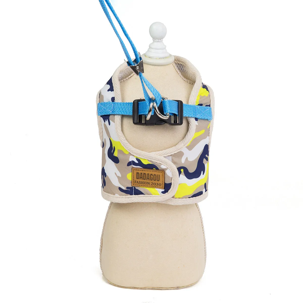 Dog and cat leash camouflage chest back pet clothing