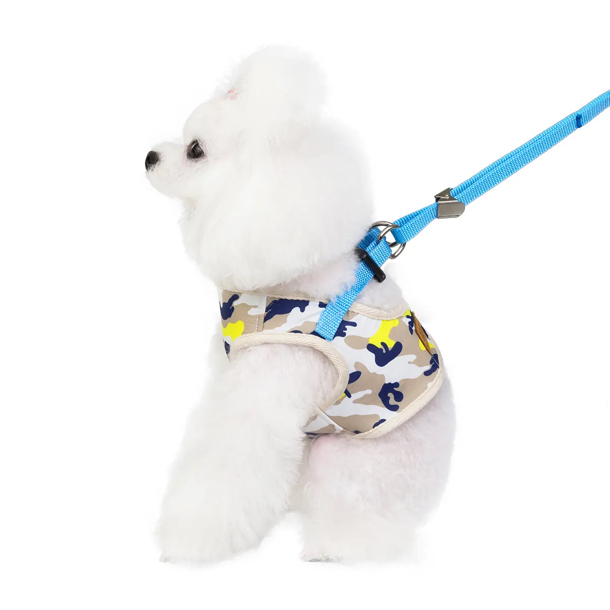 Dog and cat leash camouflage chest back pet clothing