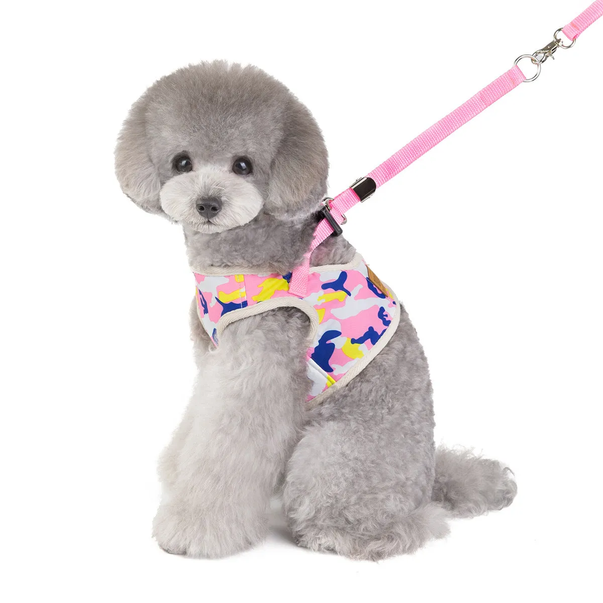 Dog and cat leash camouflage chest back pet clothing