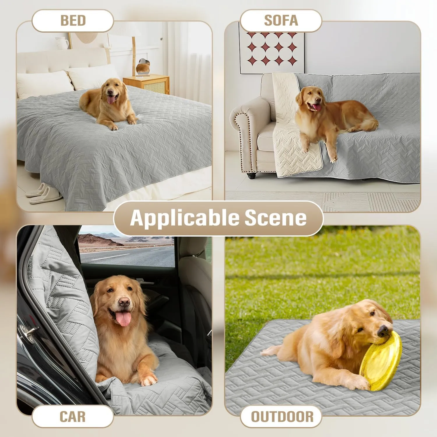 Dog Bed Cover for Pets Blankets Rug Pads for Couch Protection Waterproof Bed Covers Dog Blanket Furniture Protector Reusable Changing Pad (Light Grey Ivory, 82"x82")