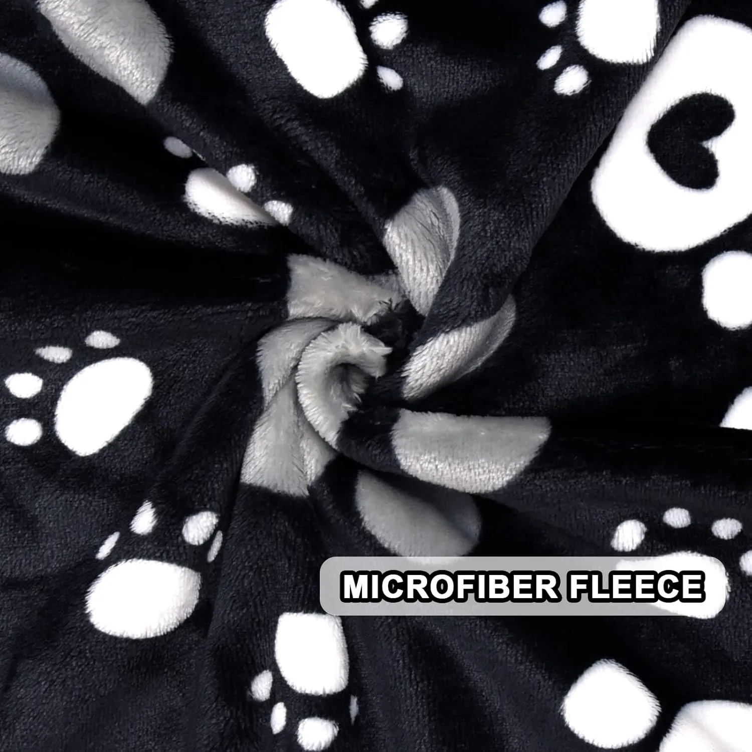 Dog Blanket, Soft Fleece Dog Blankets for Large Dogs, Fluffy Flannel Pet Cat Puppy Blanket Mat Cover for Bed Couch, Cute Paw Print Throw Blanket for Dogs, Black 60"X50"