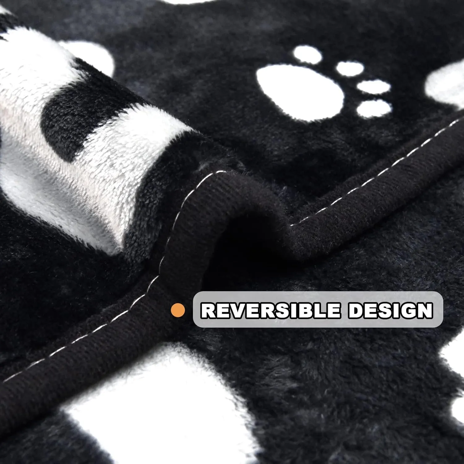 Dog Blanket, Soft Fleece Dog Blankets for Large Dogs, Fluffy Flannel Pet Cat Puppy Blanket Mat Cover for Bed Couch, Cute Paw Print Throw Blanket for Dogs, Black 60"X50"