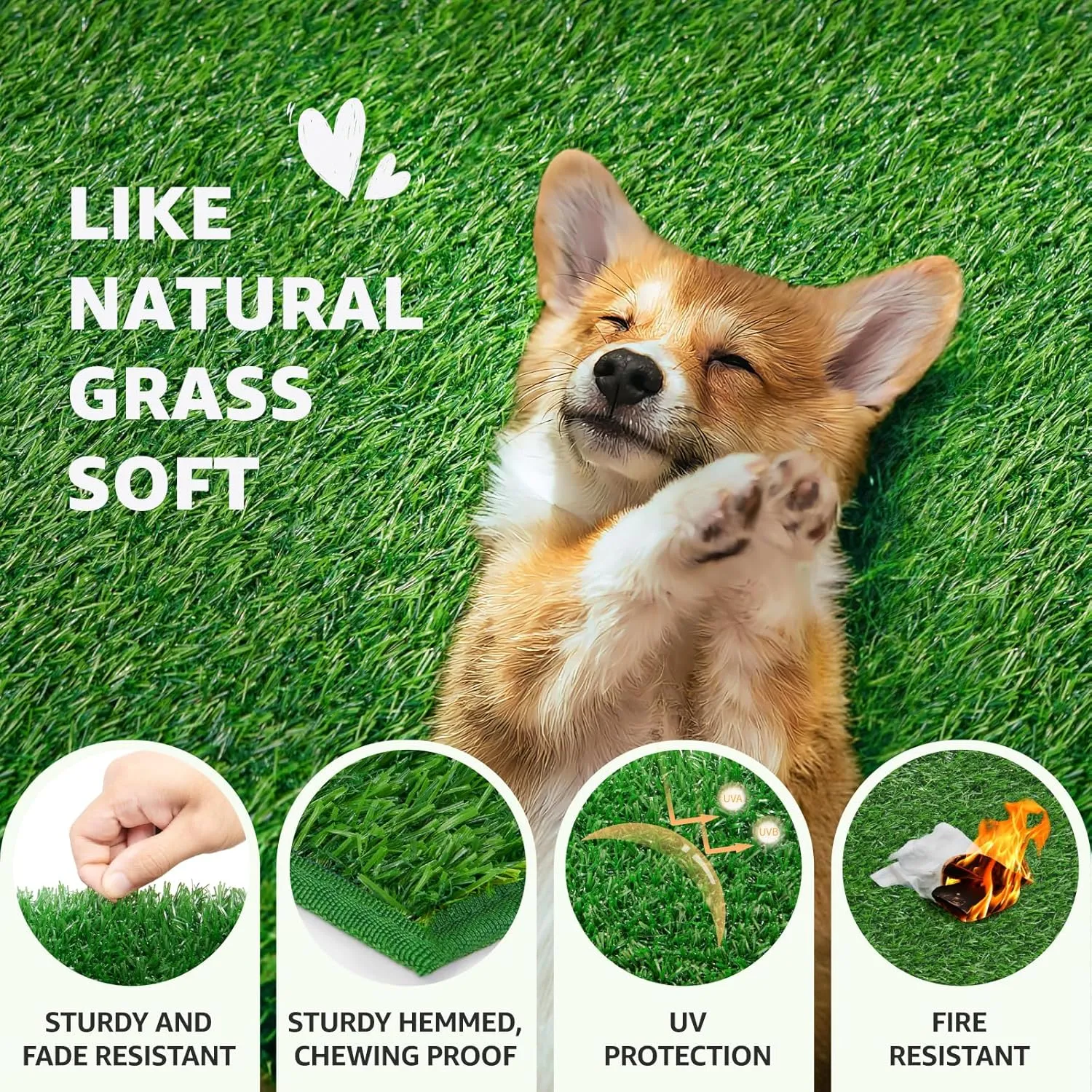 Dog Grass Pad with Tray - 35''x23'' Portable Dog Litter Box with 2 Pack Hemmed Edge Artificial Grass Patch   2 Washable Reusable Pee Pads, Indoor Outdoor Fake Grass Pad for Dogs Potty