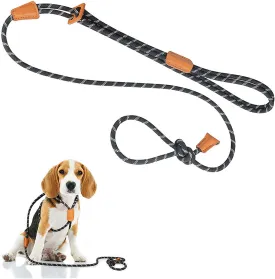 Dog Leashes for Medium Dogs Harness Puppy Step-in Leash Heavy Duty 5 ft Adjustable Nylon Dog Collar & Leash in One with Reflective Stripe for Small Medium & Large Dogs (Black)
