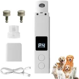 Dog Nail Trimmers, 4-Speed Dog Nail Grinder, Painless & Quiet Pet Nail Trimmer for Large Dogs, Medium & Small Dogs/Cats2 Grinder Wheels