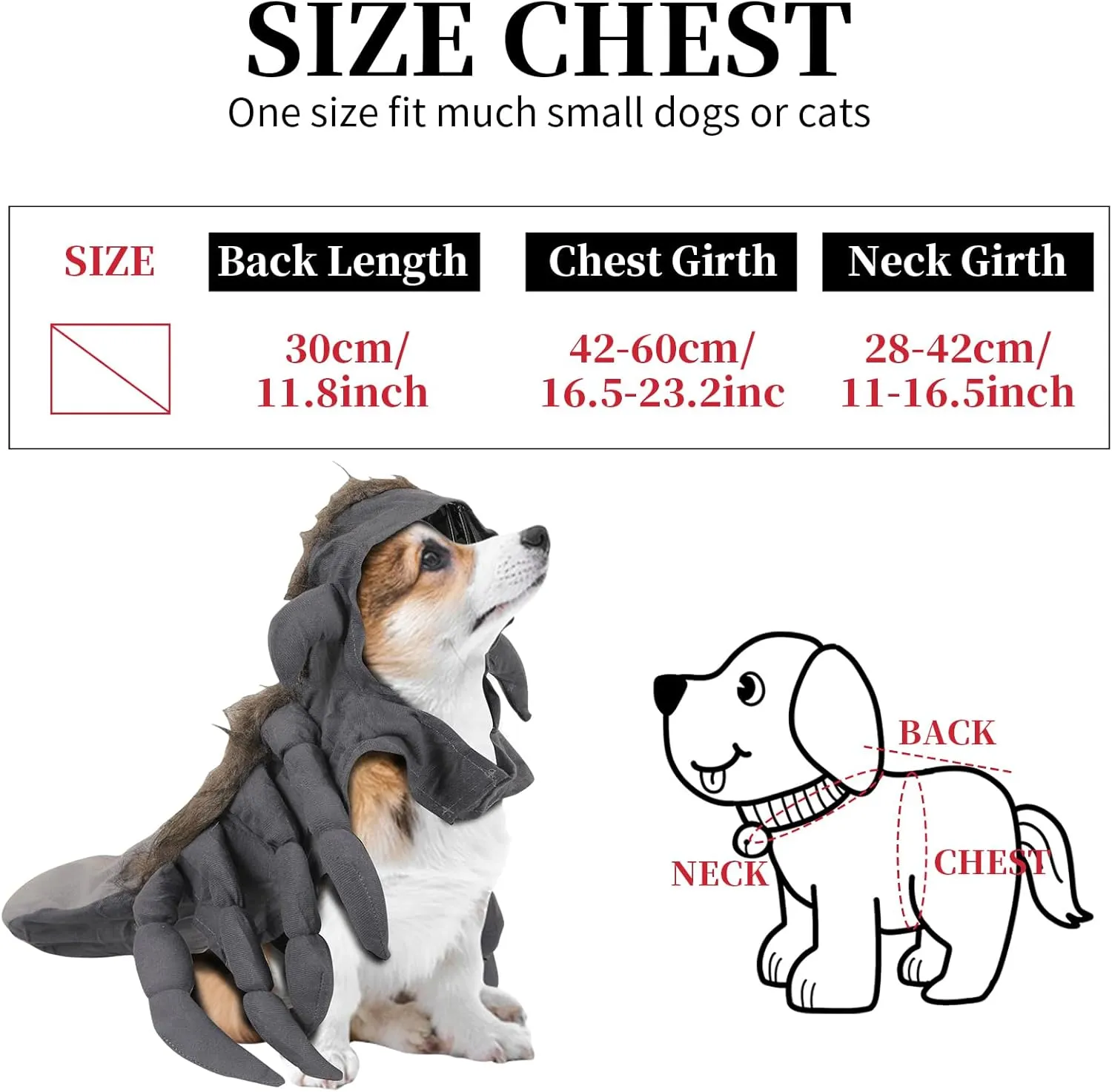 Dog Spider Costume Pet Spider Costume Dog Halloween Costume Holiday Dog Clothes Pet Costumes, Grey