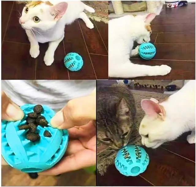 Dog Treat Toy Ball, Dog Tooth Cleaning, Toy Interactive Dog Toys, Dog Puzzle Teething Toys Ball (Red, 2.36" 6cm)