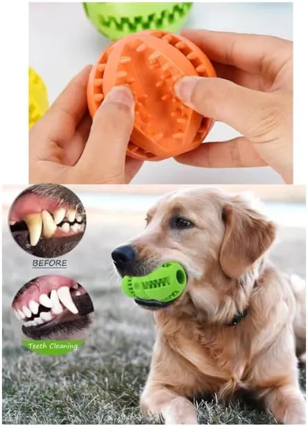 Dog Treat Toy Ball, Dog Tooth Cleaning, Toy Interactive Dog Toys, Dog Puzzle Teething Toys Ball (Red, 2.36" 6cm)