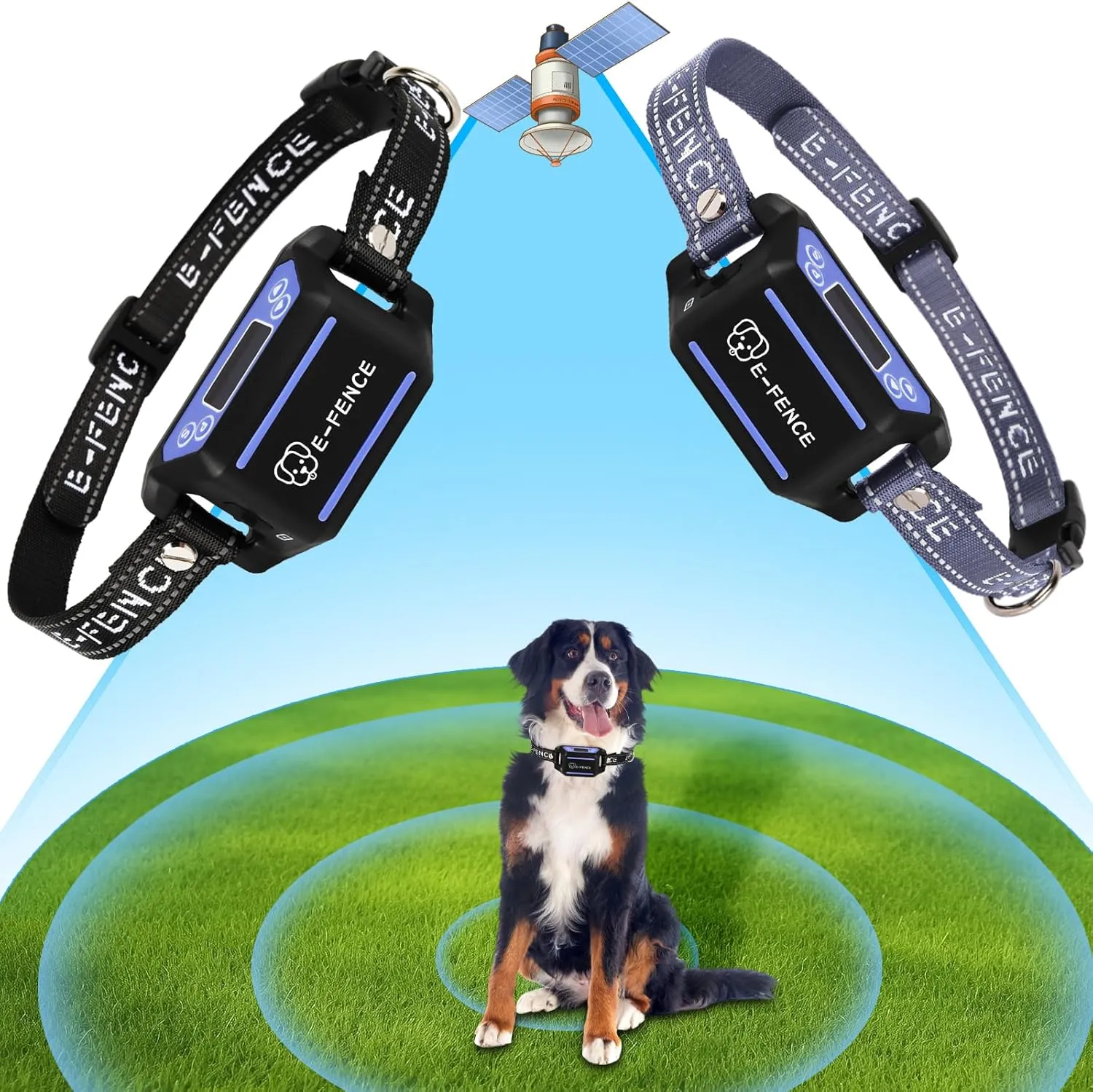 E-Fence 2 Pack GPS Wireless Dog Collar Fence System,Electric Fence for Dogs,Pet Containment System Rechargeable.Outdoor Use Only
