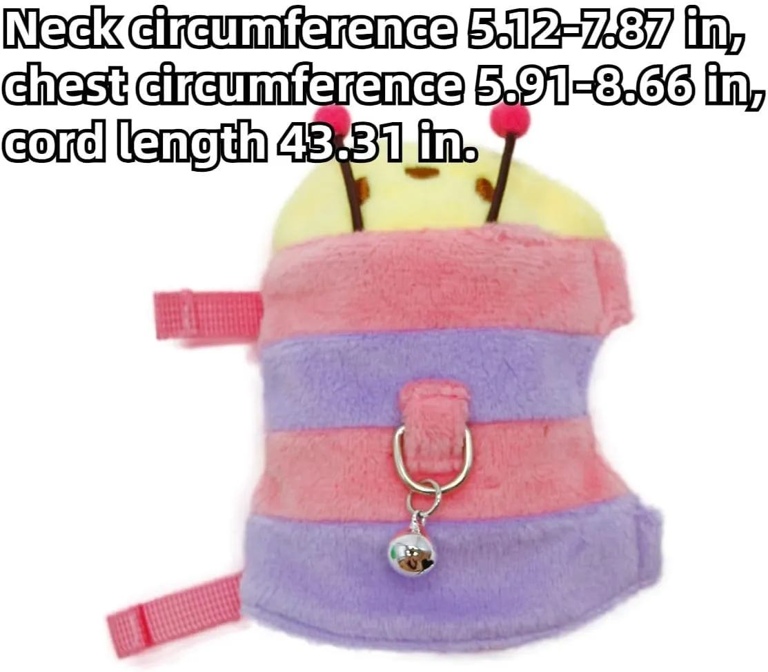 Ferret Harness and Leash Set - Small Animal Soft Fleece Vest with Safe Bell Halloween Outfit Adjustable Traction Rope Outdoor Walking Training Leash for Ferret Rat Bearded Dragon (Green)