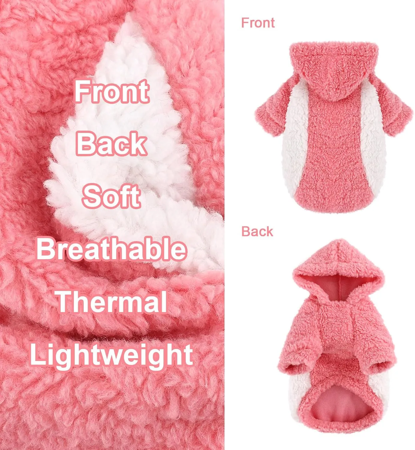 Fleece Dog Sweater, Winter Warm Smll Dog Clothes for Girls Boy, Puppy Hoodie Pullover Pet Clothes for Cat Puppy Chihuahua(Pink, S)