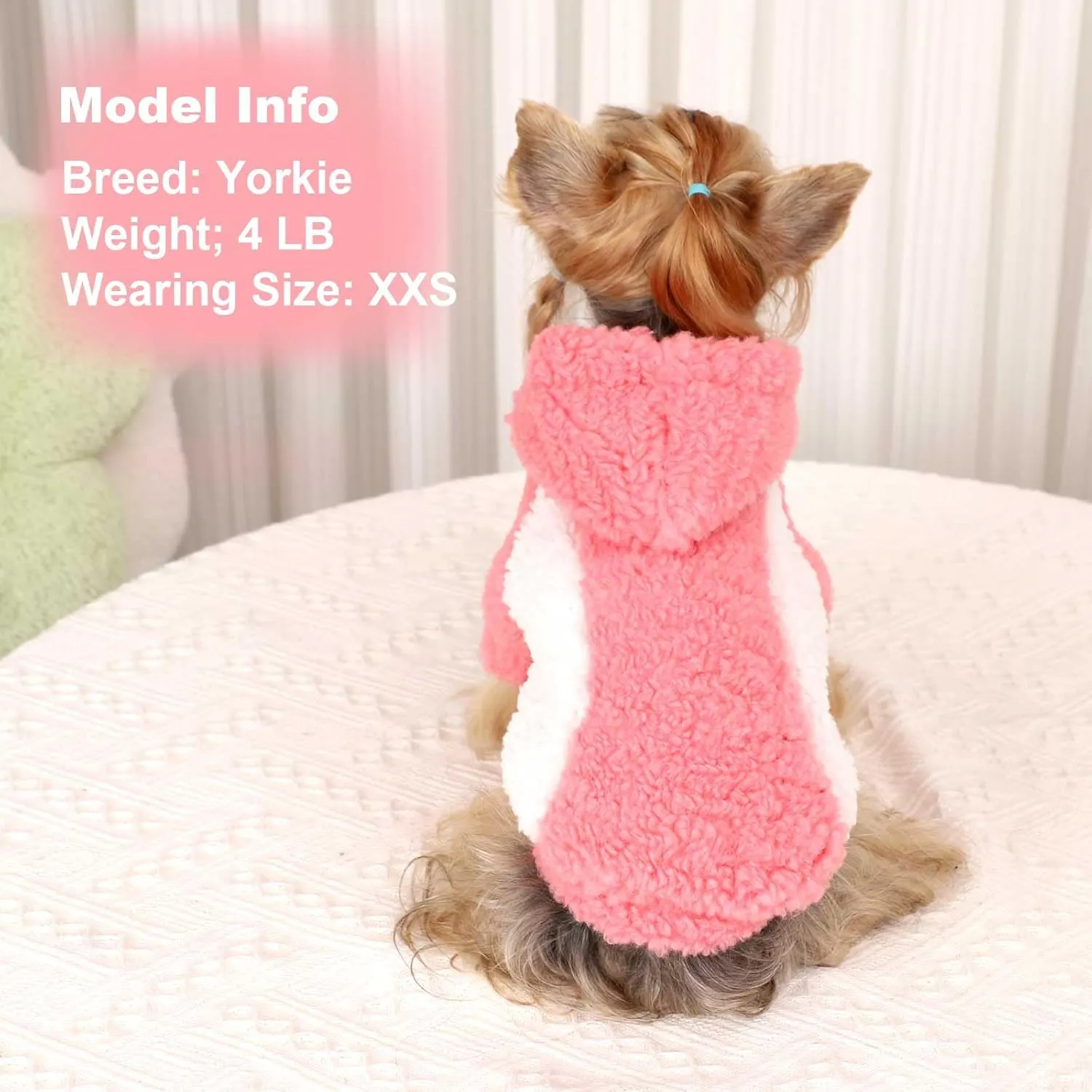 Fleece Dog Sweater, Winter Warm Smll Dog Clothes for Girls Boy, Puppy Hoodie Pullover Pet Clothes for Cat Puppy Chihuahua(Pink, S)