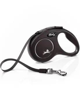 Flexi Classic Tape Dog Lead Retractable Leash 5m Black