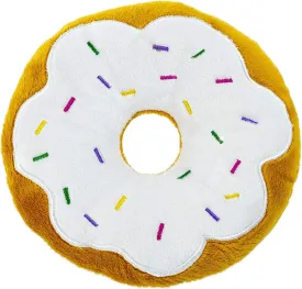 Giftable World 6 Inch Plush Pet Toy Sprinkled Vanilla Donut with Squeaker Dog Chew Toy