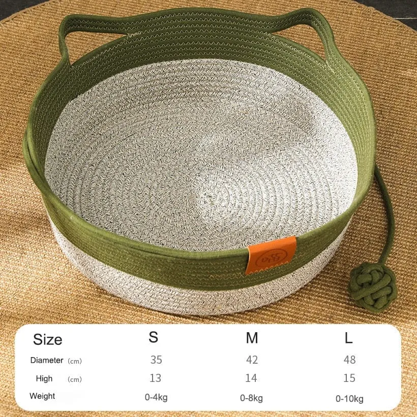 Hand-Woven Cooling Cat Bed
