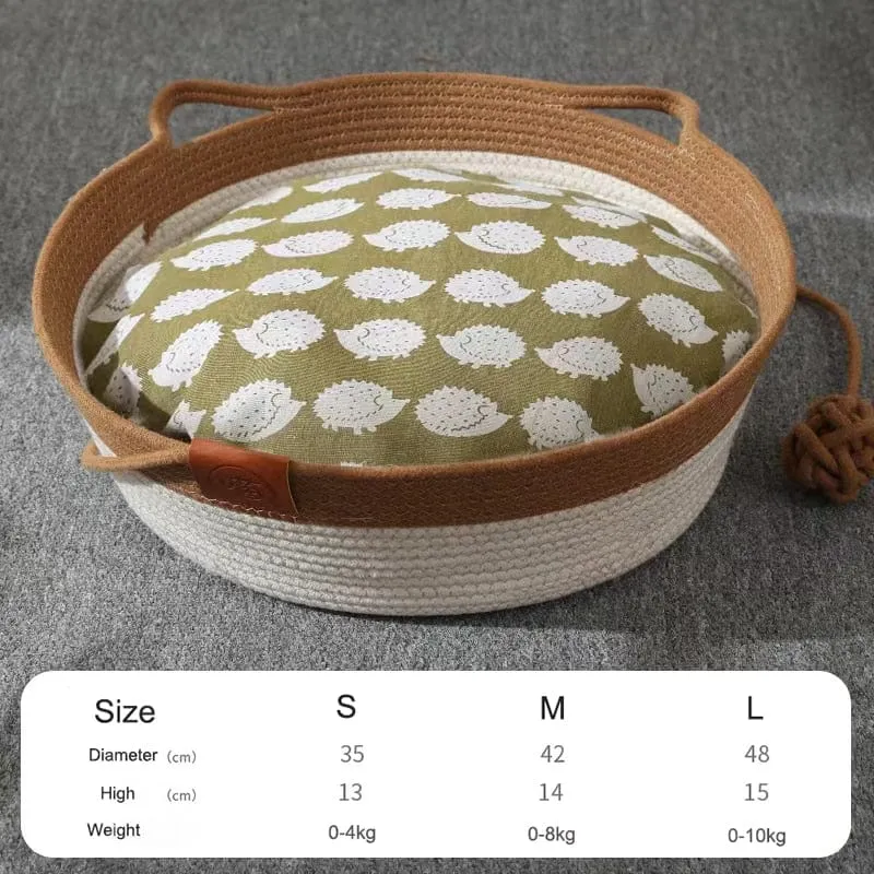 Hand-Woven Cooling Cat Bed