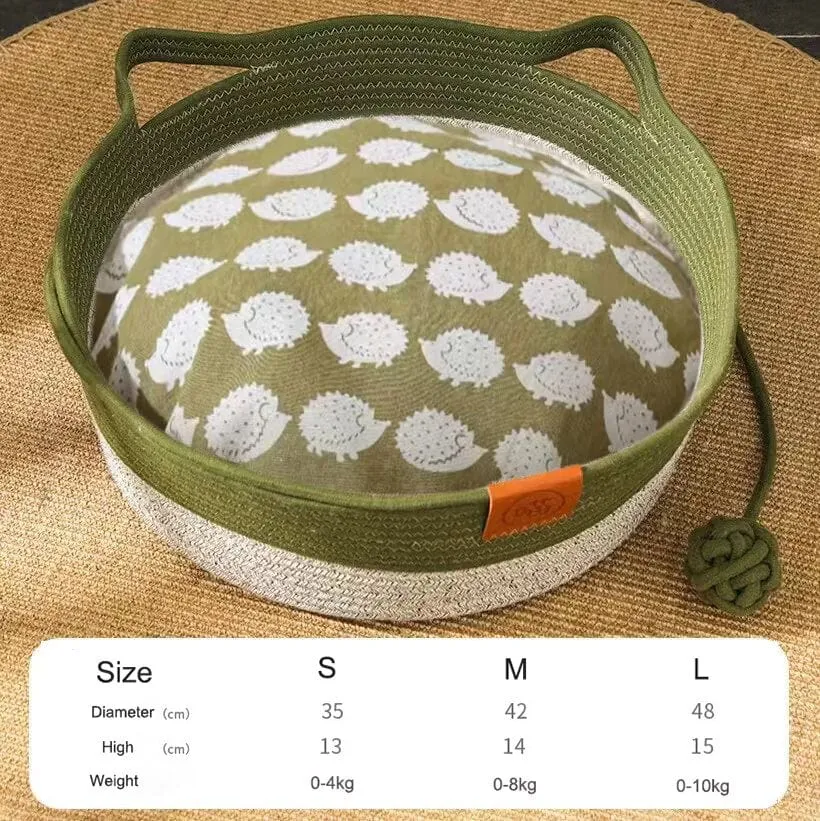 Hand-Woven Cooling Cat Bed