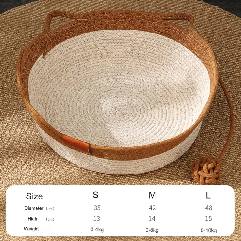 Hand-Woven Cooling Cat Bed