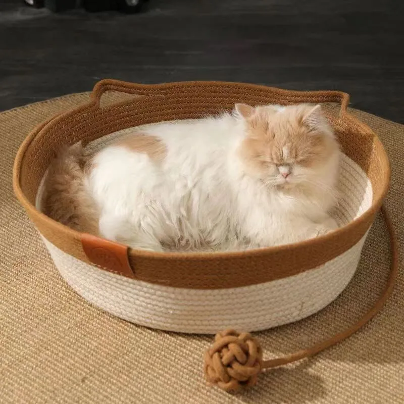 Hand-Woven Cooling Cat Bed