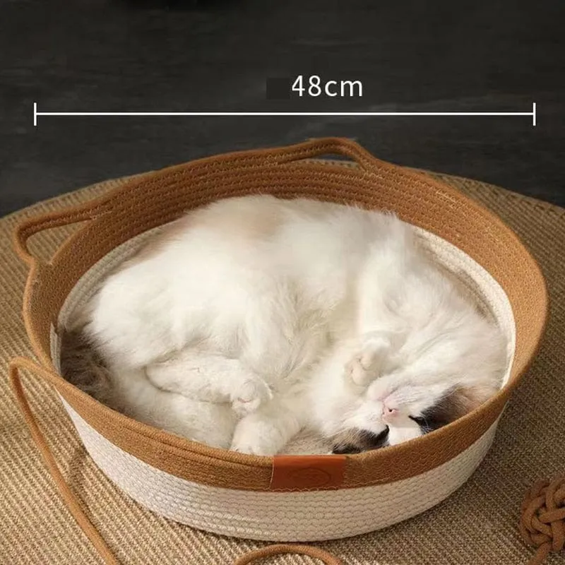 Hand-Woven Cooling Cat Bed