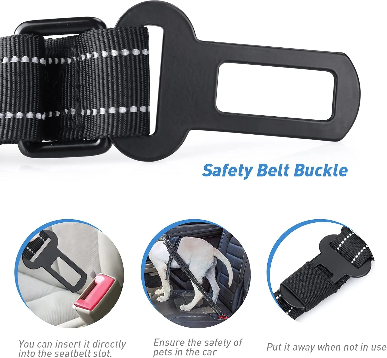 Hotsky Tactical Dog Leash Heavy Duty for Medium Large Dogs That Pull,4-6Ft Strong Bungee Shock Absorbing No Pull Dog Leash with Padded Double Handle and Car Seatbelt,Reflective Black