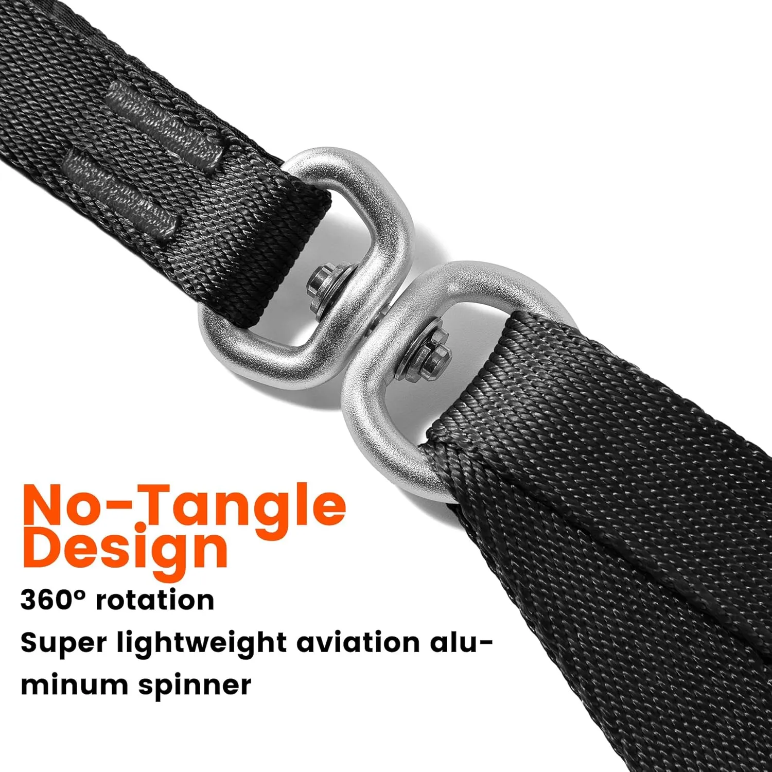 HOWGO Double Dog Leash, No Tangle 360 Swivel, Adjustable Two Padded Handles, Double Clip Dog Leash Coupler Splitter for Large and Medium Breeds (Orange, 4/5'' x 4.8 FT)