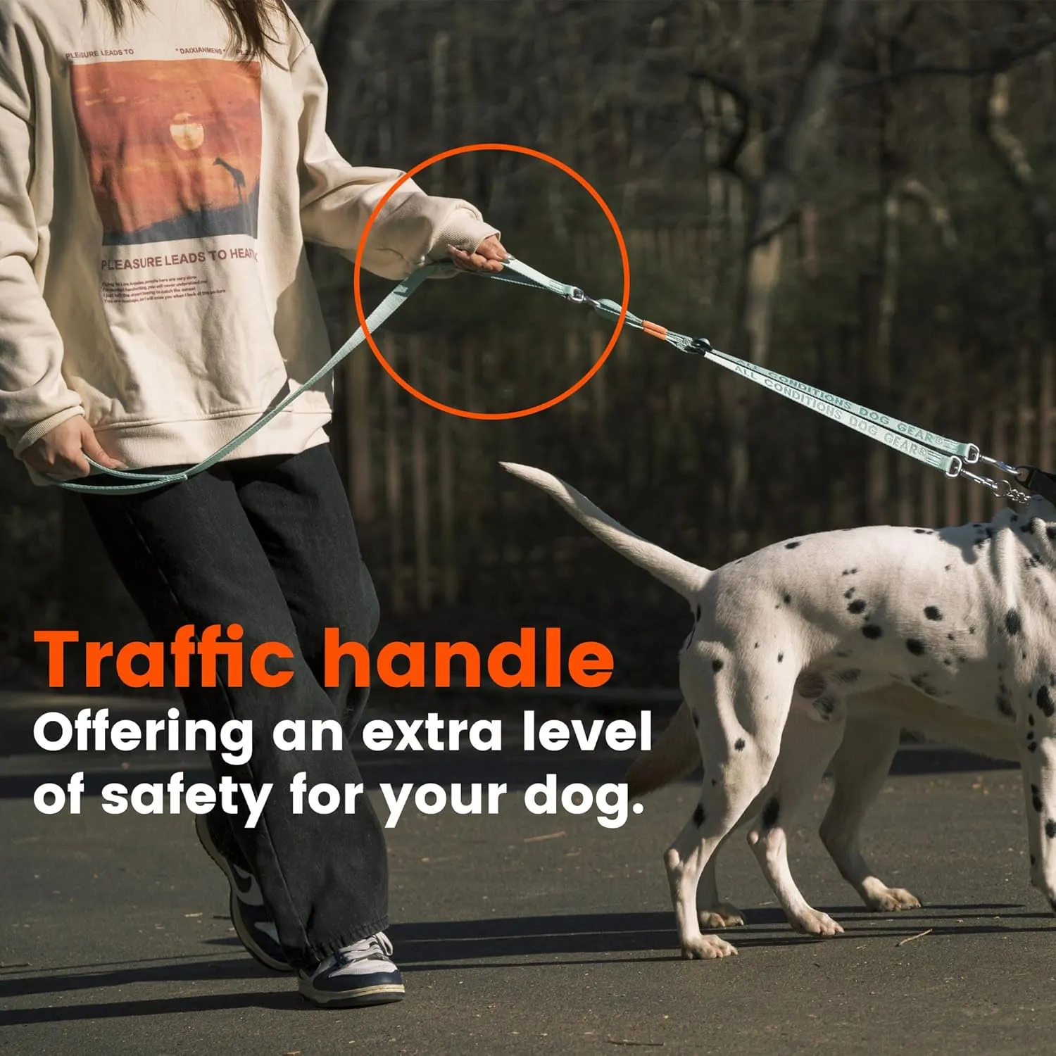 HOWGO Double Dog Leash, No Tangle 360 Swivel, Adjustable Two Padded Handles, Double Clip Dog Leash Coupler Splitter for Large and Medium Breeds (Orange, 4/5'' x 4.8 FT)