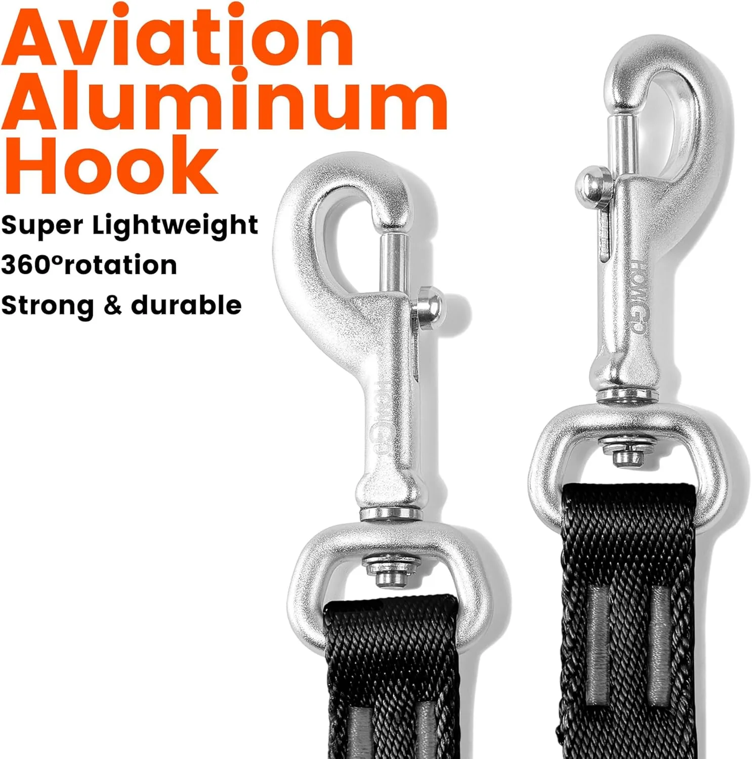 HOWGO Double Dog Leash, No Tangle 360 Swivel, Adjustable Two Padded Handles, Double Clip Dog Leash Coupler Splitter for Large and Medium Breeds (Orange, 4/5'' x 4.8 FT)