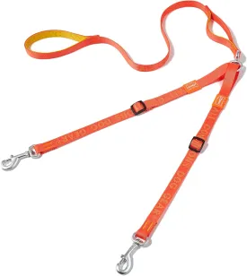 HOWGO Double Dog Leash, No Tangle 360 Swivel, Adjustable Two Padded Handles, Double Clip Dog Leash Coupler Splitter for Large and Medium Breeds (Orange, 4/5'' x 4.8 FT)