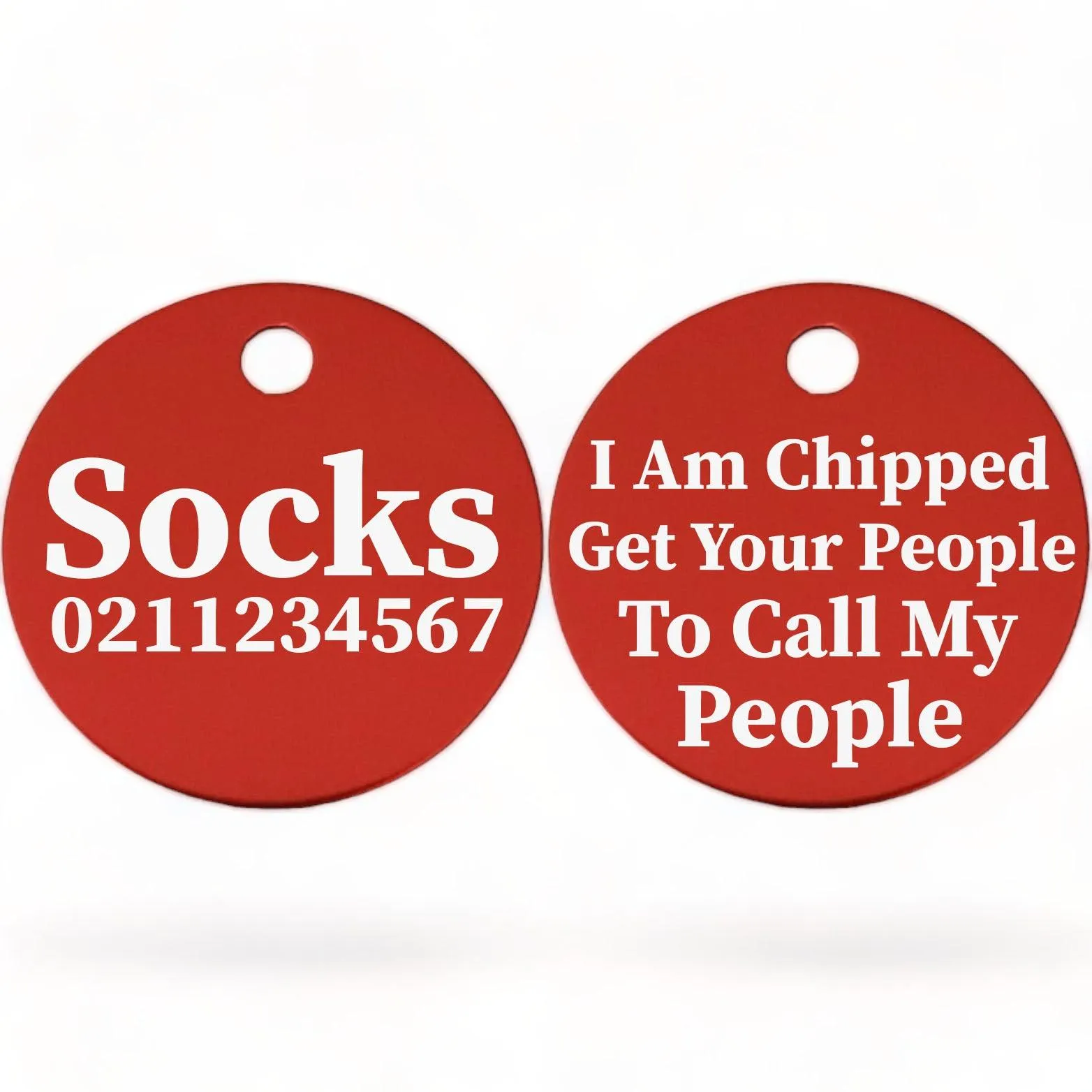 I am Chipped, Get Your People To Call My People | Round Aluminium | Cat & Kitten ID Pet Tag