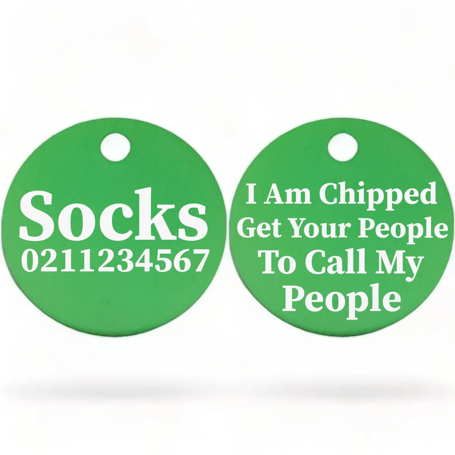 I am Chipped, Get Your People To Call My People | Round Aluminium | Cat & Kitten ID Pet Tag