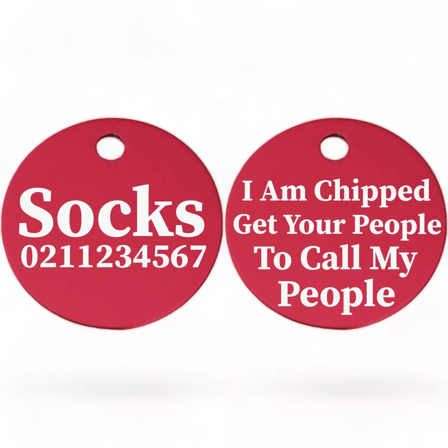 I am Chipped, Get Your People To Call My People | Round Aluminium | Cat & Kitten ID Pet Tag