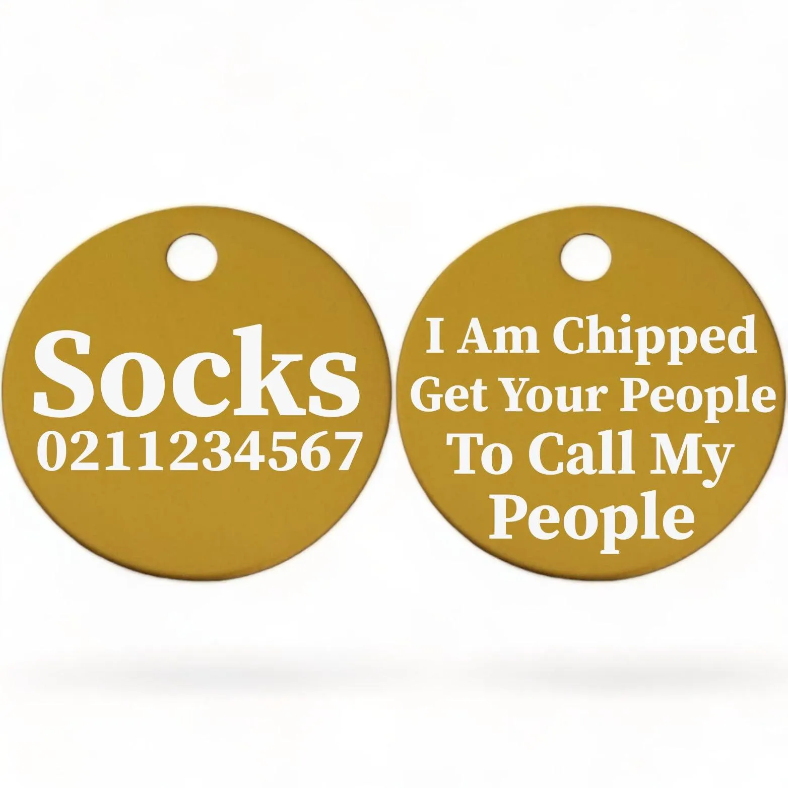 I am Chipped, Get Your People To Call My People | Round Aluminium | Cat & Kitten ID Pet Tag