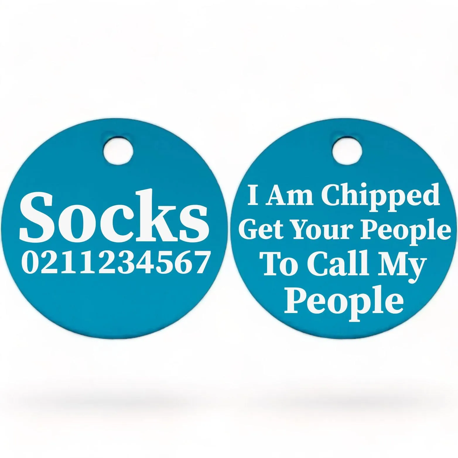 I am Chipped, Get Your People To Call My People | Round Aluminium | Cat & Kitten ID Pet Tag