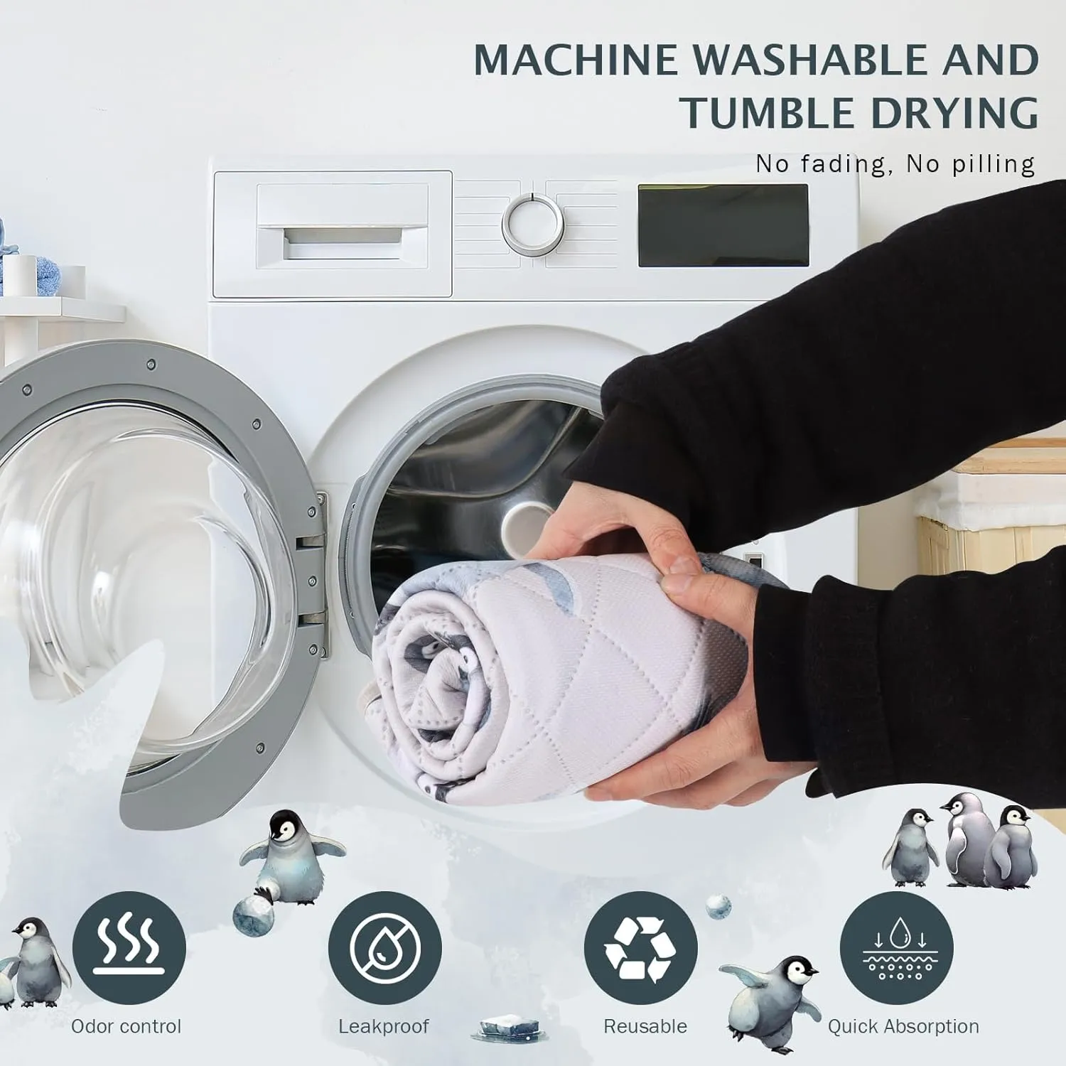 IEUUMLER Washable Pee Pads for Dogs, 2 Pack Reusable Waterproof Puppy Pads, Non-Slip Super Absorbent Dog Training Pad for Playpen Crate Bed EU012