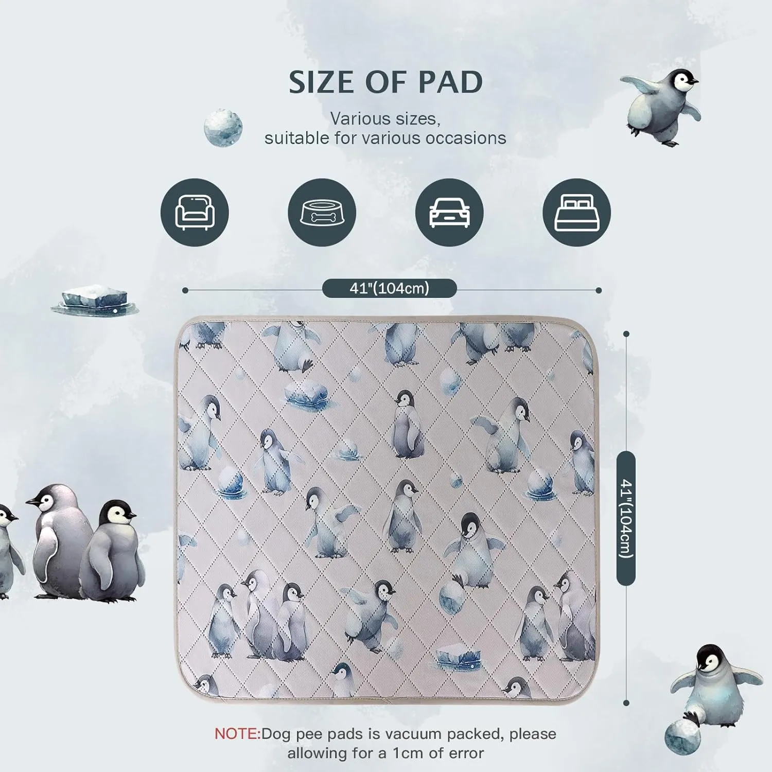 IEUUMLER Washable Pee Pads for Dogs, 2 Pack Reusable Waterproof Puppy Pads, Non-Slip Super Absorbent Dog Training Pad for Playpen Crate Bed EU012