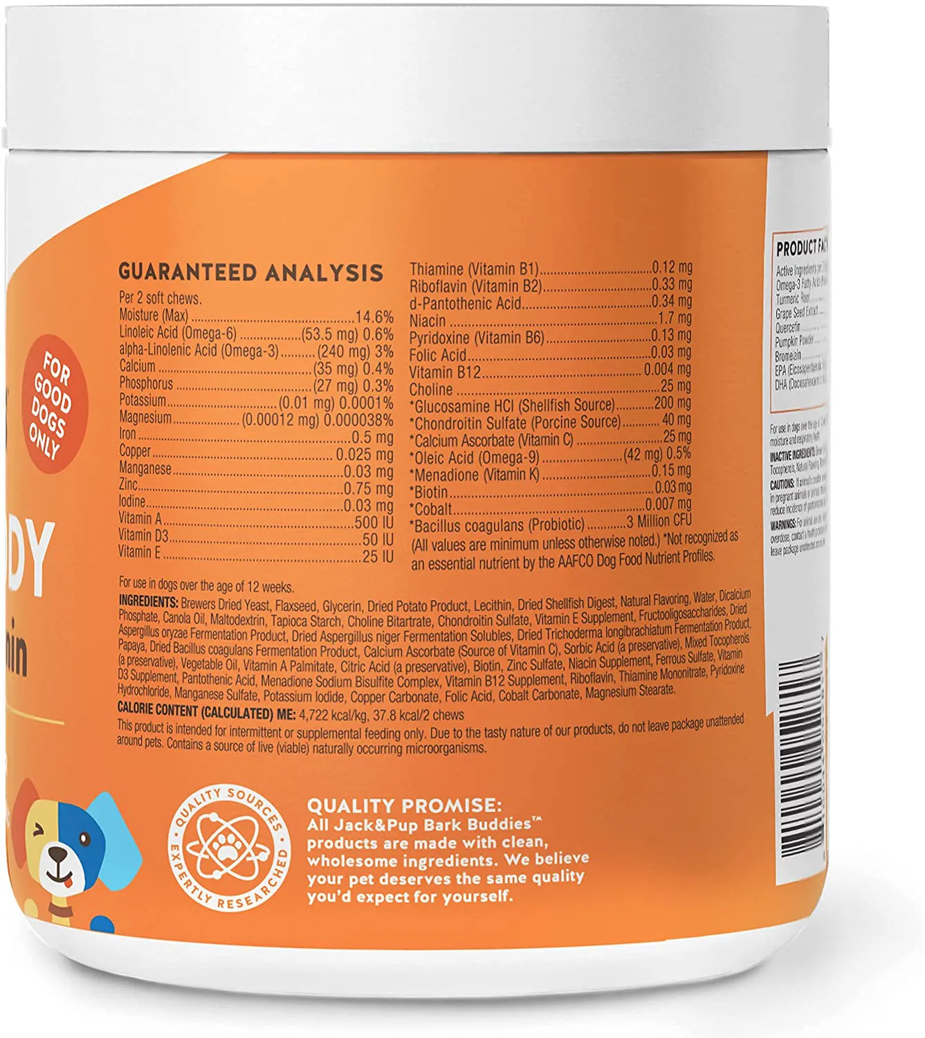 Jack&Pup Dog Vitamins and Supplements Multivitamins for Dogs - BarkBuddies Multi-Buddy Dog Multivitamins Chewable Soft Chews Puppy Vitamins and Supplements - Dog Supplements & Vitamins (60ct)