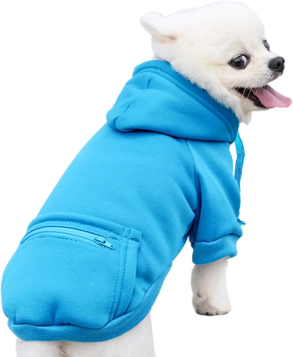 Jecikelon Winter Dog Hoodie Sweatshirts with Pockets Warm Clothes for Small Dogs Chihuahua Coat Puppy Custume Clothing (X-Small, Y02-Blue)