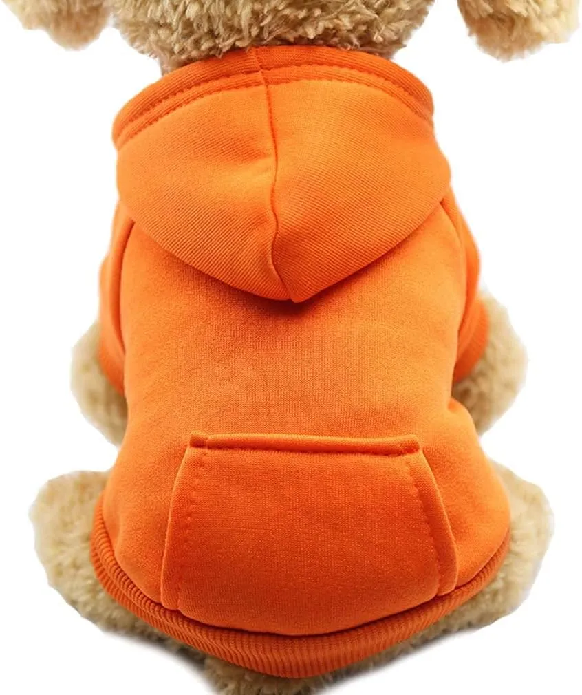 Jecikelon Winter Dog Hoodie Sweatshirts with Pockets Warm Dog Clothes for Small Dogs Chihuahua Coat Clothing Puppy Cat Custume (Orange, Large)