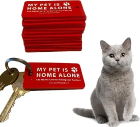 Jowxsx Dog Cat are Home Alone Alert Key Tags Pet Contact Keychain Alert Keychain Dog ID Tag and Collar Accessories