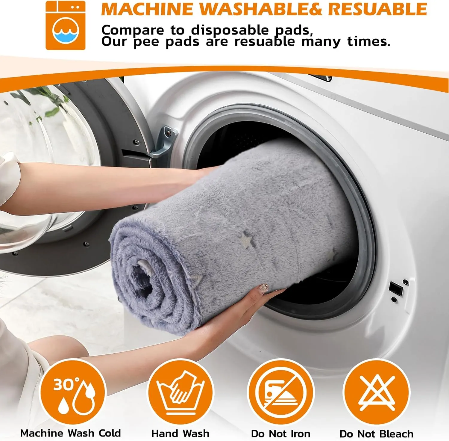 LOOBANI Washable Pee Pads for Dogs, Fast Absorption Reusable Puppy Pads, Waterproof Whelping Mats, Non Slip Training Pet Playpen Mat for Floor, Dog Crate, Grey 2 Pack 41 x 41 in