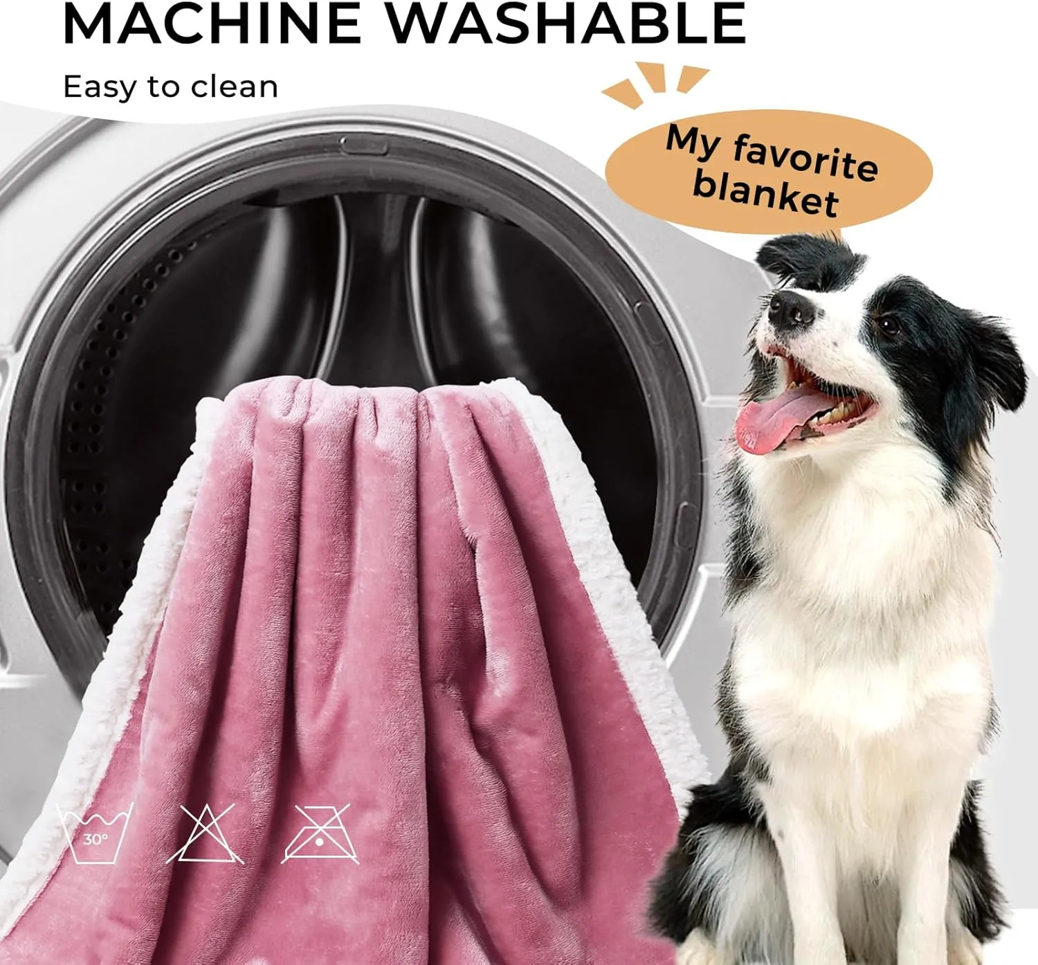 Luciphia Waterproof Blanket for Large Dogs Liquid Proof Furniture Protector Washable Pet Reversible Bed Cover for Couch Soft Sherpa Fleece Cat Blanket for Small Medium Pink White Medium57" x 40"