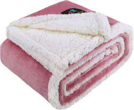 Luciphia Waterproof Blanket for Large Dogs Liquid Proof Furniture Protector Washable Pet Reversible Bed Cover for Couch Soft Sherpa Fleece Cat Blanket for Small Medium Pink White Medium57" x 40"