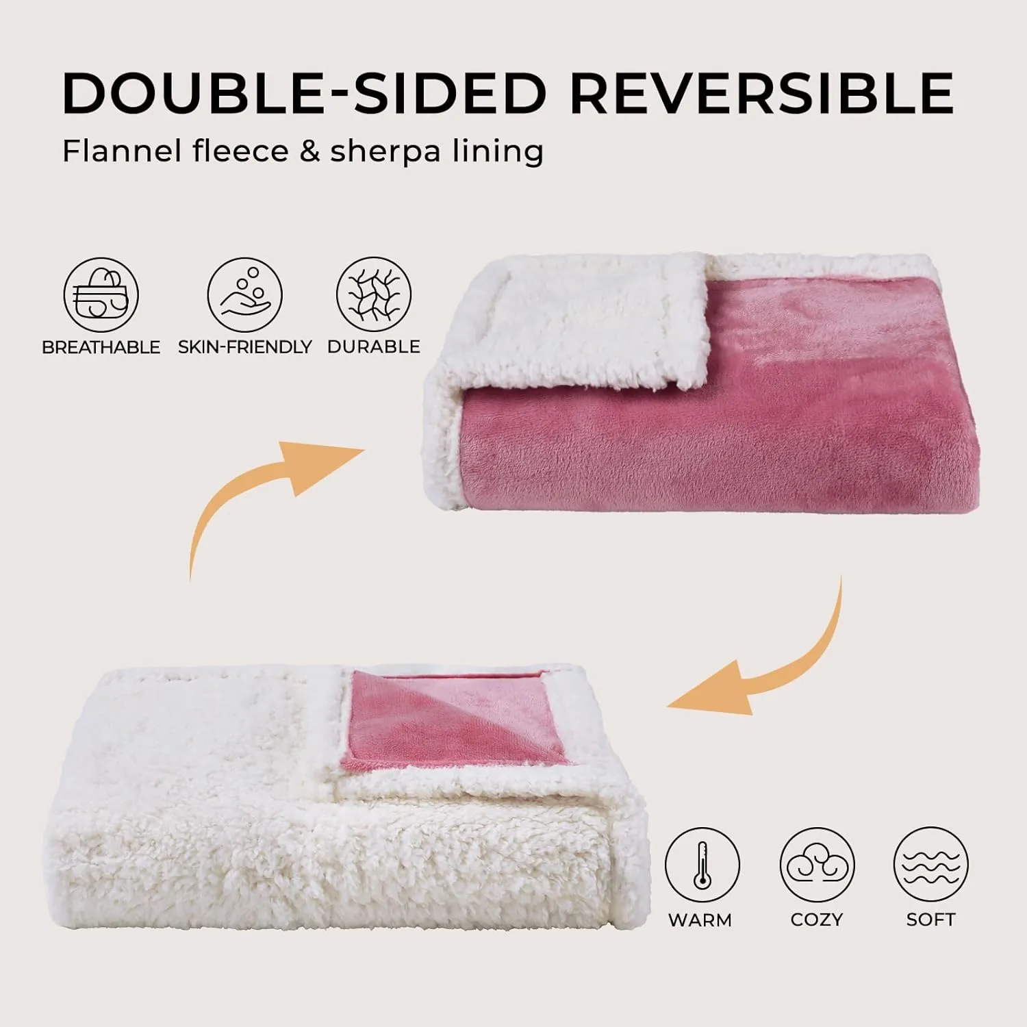 Luciphia Waterproof Blanket for Large Dogs Liquid Proof Furniture Protector Washable Pet Reversible Bed Cover for Couch Soft Sherpa Fleece Cat Blanket for Small Medium Pink White Medium57" x 40"