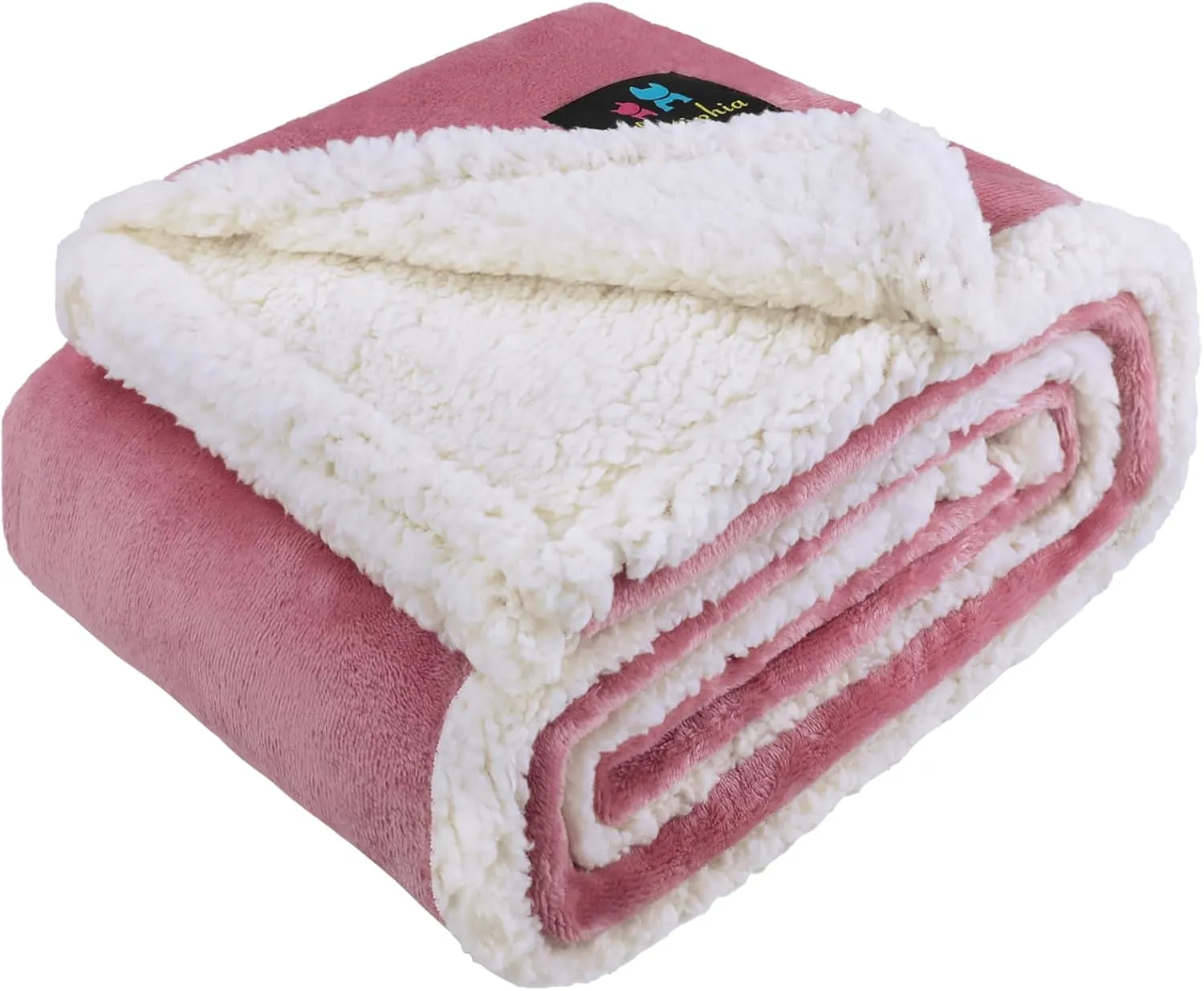 Luciphia Waterproof Blanket for Large Dogs Liquid Proof Furniture Protector Washable Pet Reversible Bed Cover for Couch Soft Sherpa Fleece Cat Blanket for Small Medium Pink White Medium57" x 40"