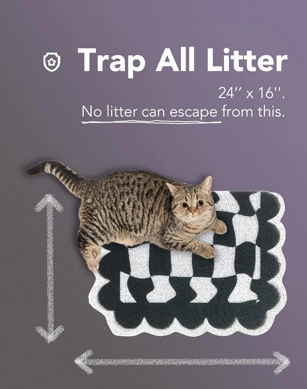 Lukamoo Cute Cat Litter Mat (24''x16''), Large, for Kitty Litter & Cute Cat Litter Box, Accessories for Indoor Cats.