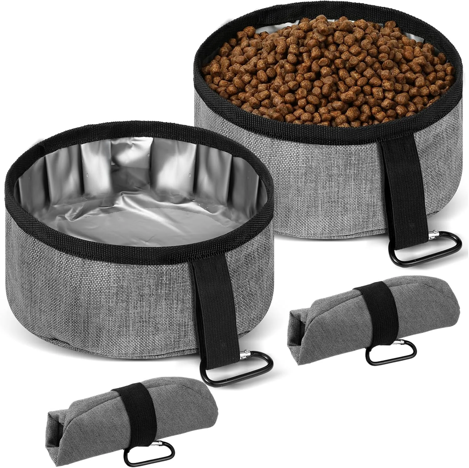 Meanplan 2 Pack Portable Dog Bowls Foldable Travel Dog Dish Portable Puppy Water and Food Bowl Pet Hiking Accessories for Small and Large Pets(Gray,40 oz)