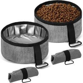Meanplan 2 Pack Portable Dog Bowls Foldable Travel Dog Dish Portable Puppy Water and Food Bowl Pet Hiking Accessories for Small and Large Pets(Gray,40 oz)