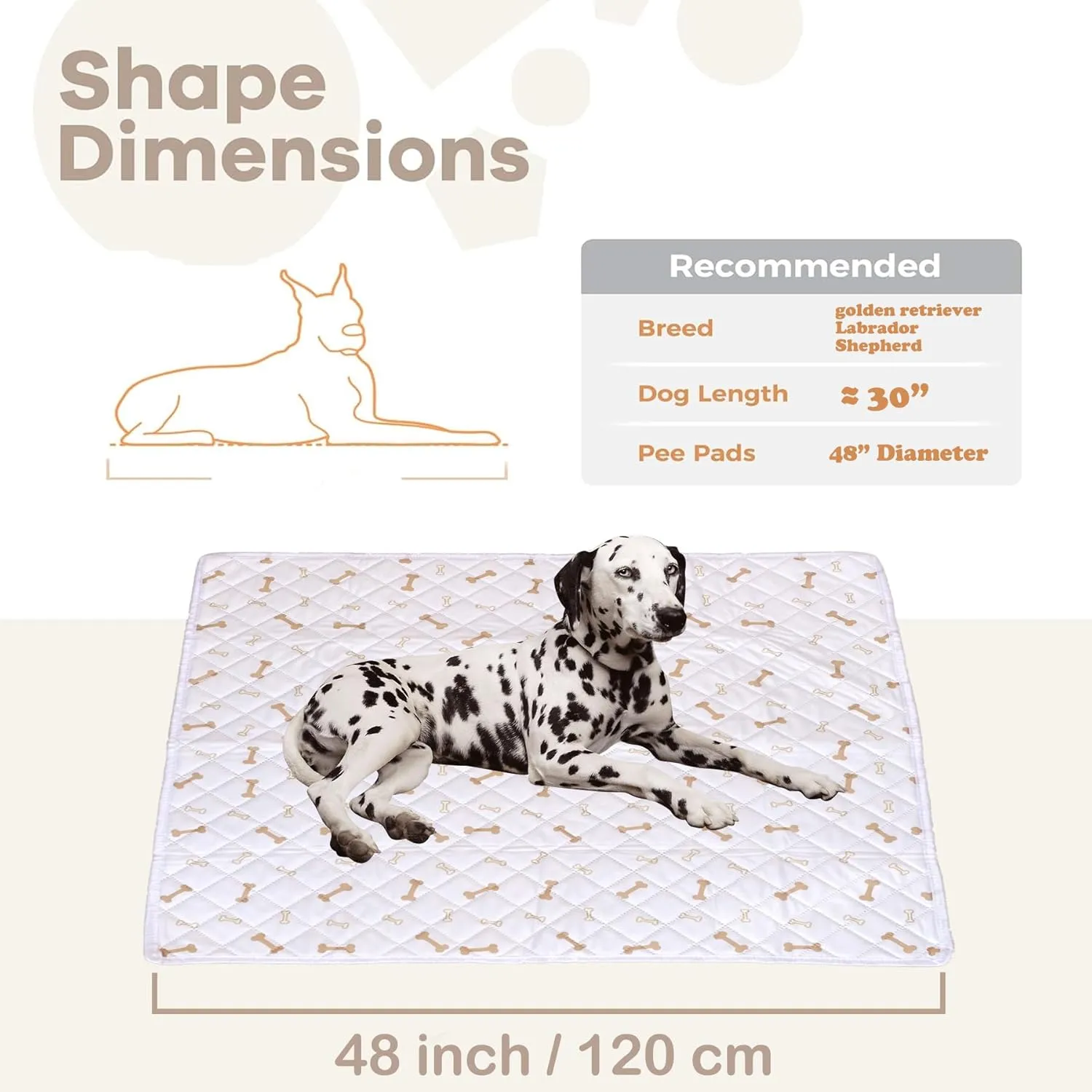 Meow&Woof Reusable Puppy Pads - Washable Pee Pads for Dogs 100% Waterproof Square Playpen Mat, Super Absorbent and Durable Reusable Pee Pads for Dogs 48 Inch 1 Pack