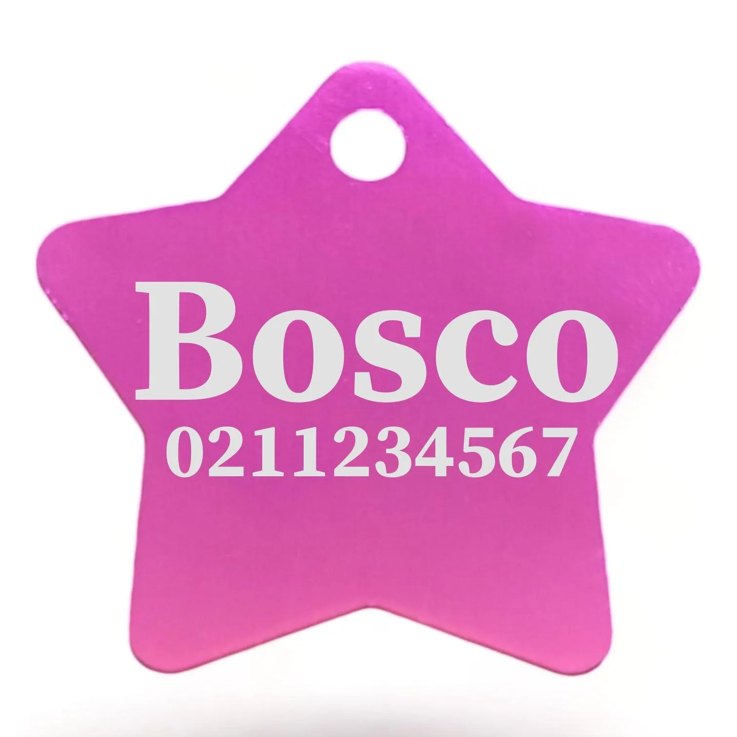 Name & Number Front | Star Aluminum | Cat, Kitten & Dog ID Pet Tag